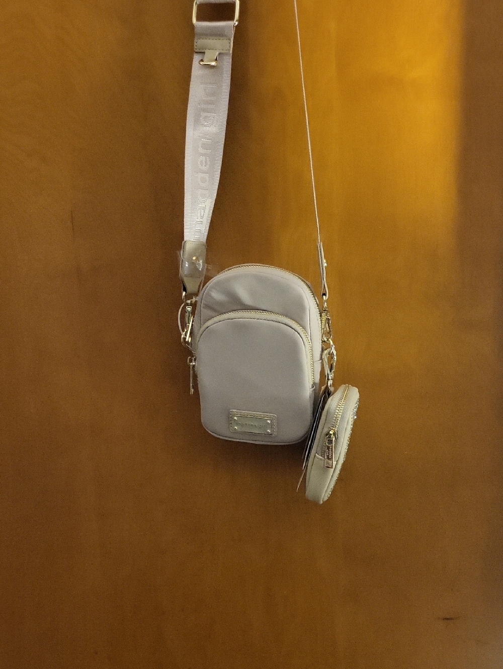 Madden Girl.  Compact Neutral Crossbody Bag with Coin Pouch